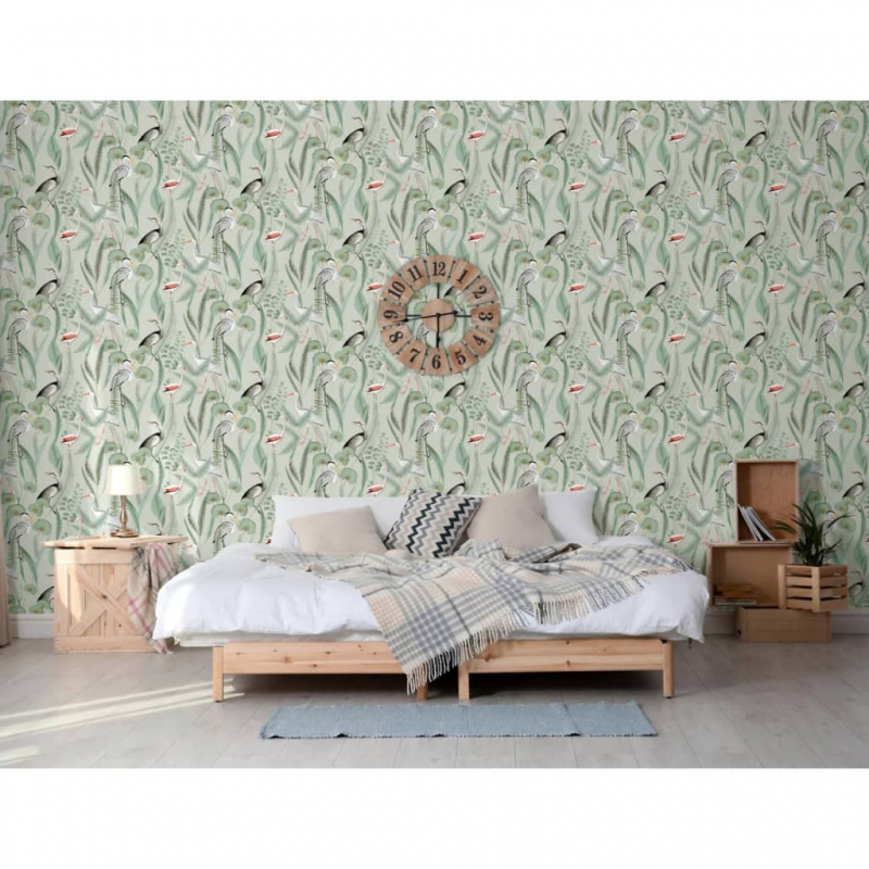 DUTCH WALLCOVERINGS Tapete Flamingo Mintgrün