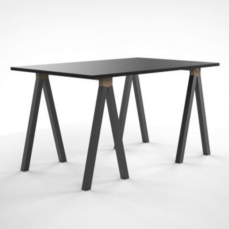 Nordlinger Tischgestell Aspen 70x30x73 cm Holz und Metall Schwarz