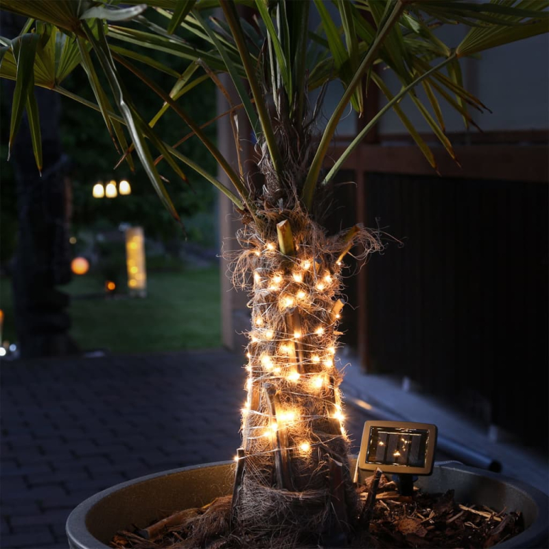 HI Garten-Lichterkette mit LEDs Solar 20 m Kupfer