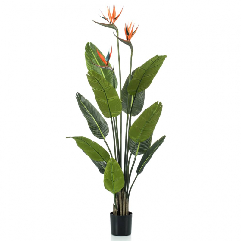 Emerald Künstliche Pflanze Strelitzia im Topf mit Blumen 120 cm