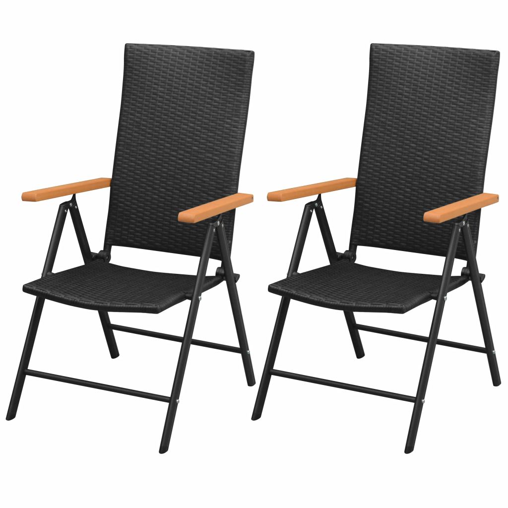 Stapelbare Gartenstühle 2 Stk. Poly Rattan Schwarz
