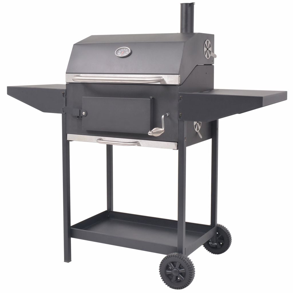 Holzkohlegrill Smoker mit Ablage Schwarz