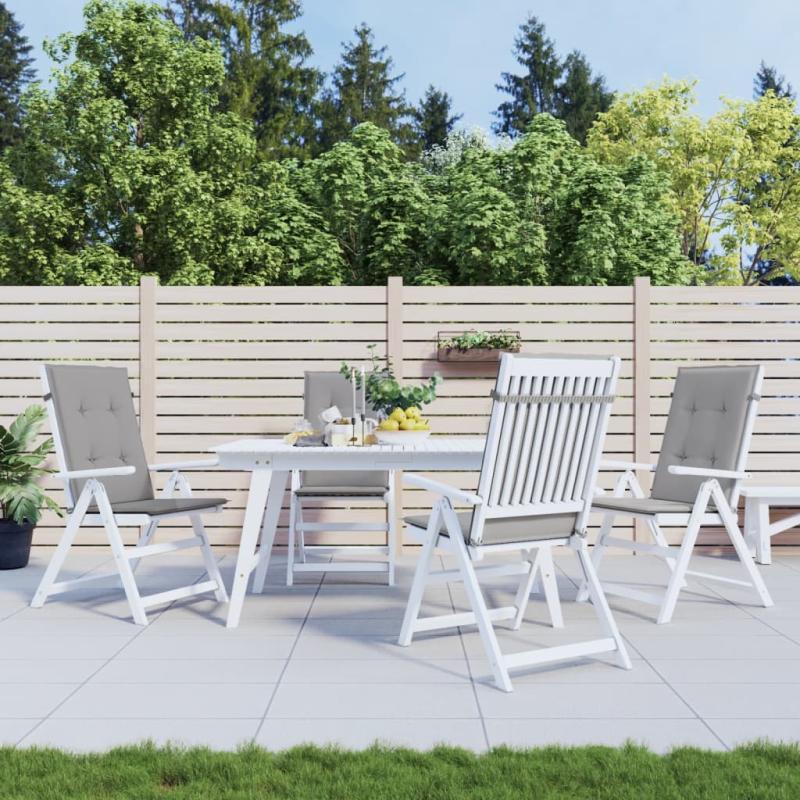 Gartenstuhlauflagen für Hochlehner 4 Stk. Grau 120x50x3cm Stoff