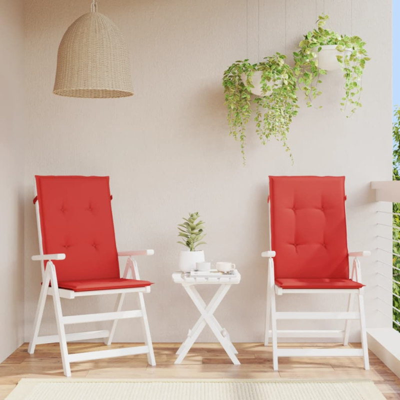 Gartenstuhlauflagen für Hochlehner 2 Stk. Rot 120x50x3 cm Stoff