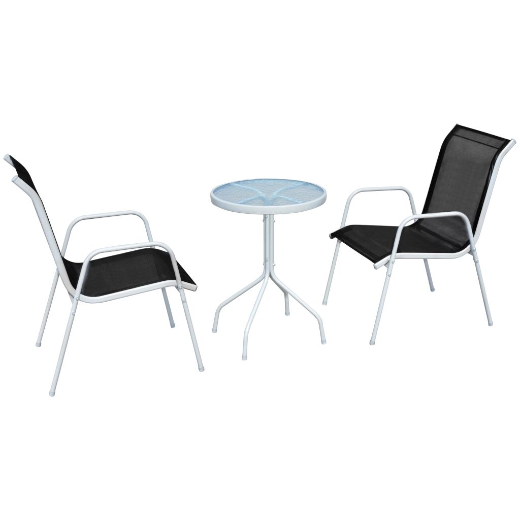 3-tlg. Bistro-Set Stahl Schwarz