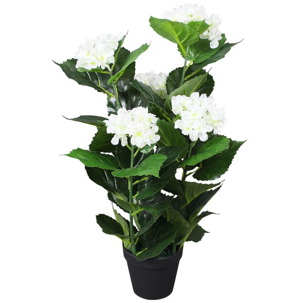 Künstliche Hortensie mit Topf 60 cm Weiß