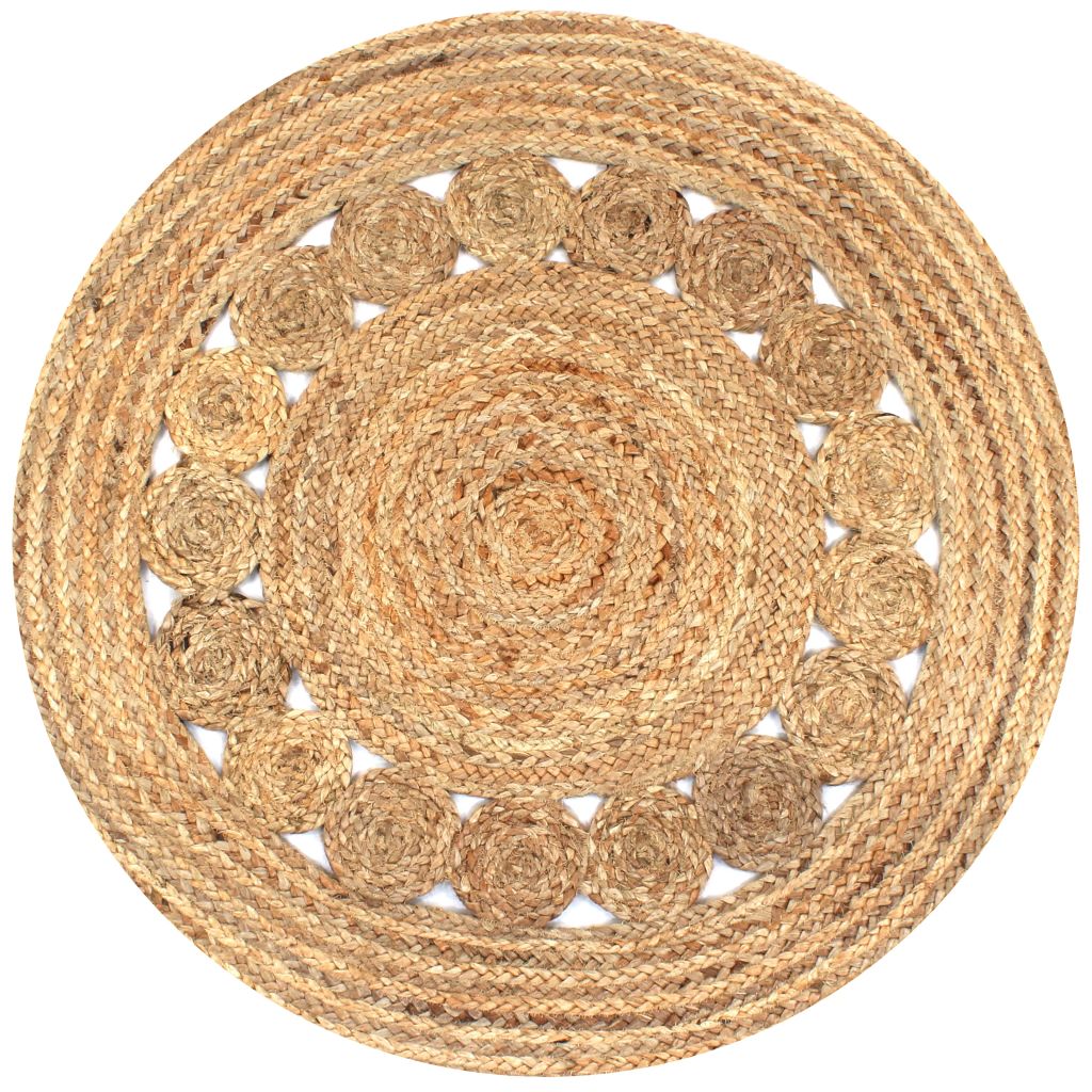 Teppich Flechtmuster Jute 90 cm Rund