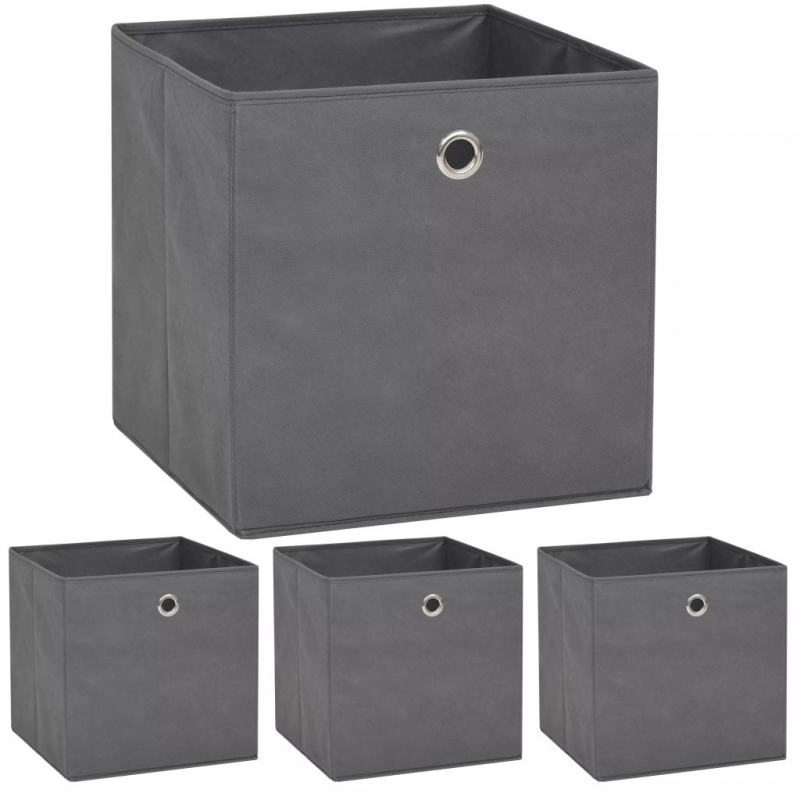 Aufbewahrungsboxen 4 Stk. Vliesstoff 32 x 32 x 32 cm Grau