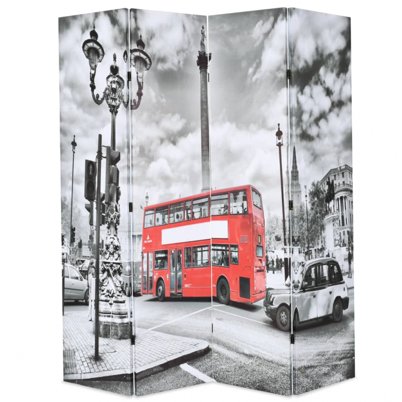 Raumteiler klappbar 160 x 170 cm London Bus Schwarz-Weiß