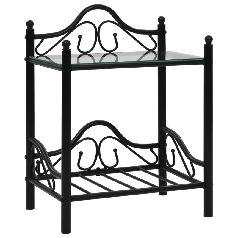 Nachttisch Stahl und Hartglas 45x30,5x60 cm Schwarz