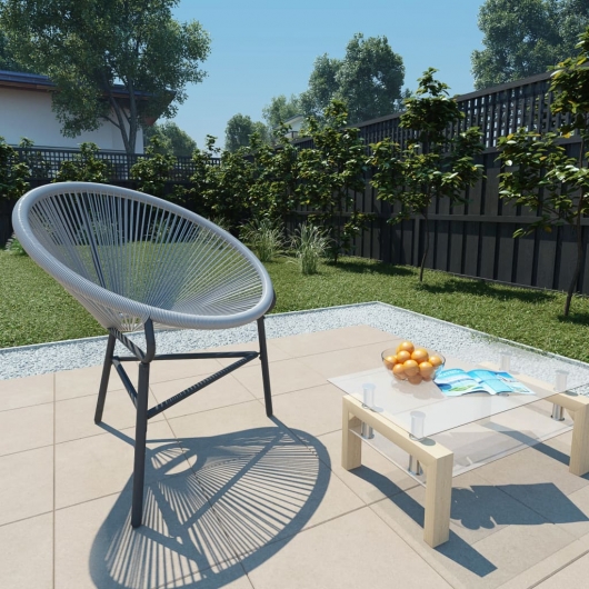 Garten-Mondstuhl Poly-Rattan Grau