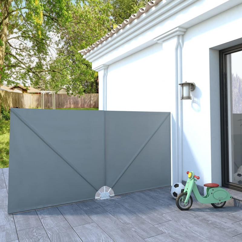 Faltbarer Terrassen-Seitenfächer Grau 300×150 cm