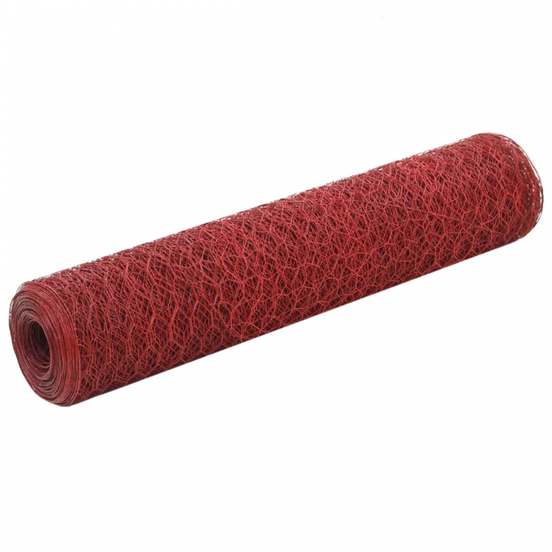 Drahtzaun Stahl mit PVC-Beschichtung 25x0,75 m Rot