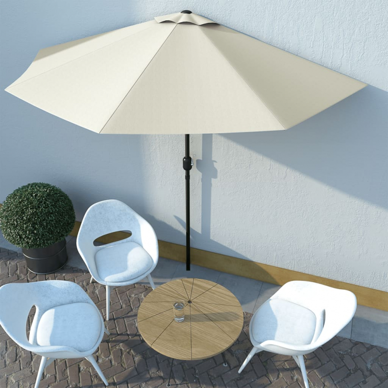 Balkon-Sonnenschirm mit Alu-Mast Sandfarben 300x155 cm Halbrund