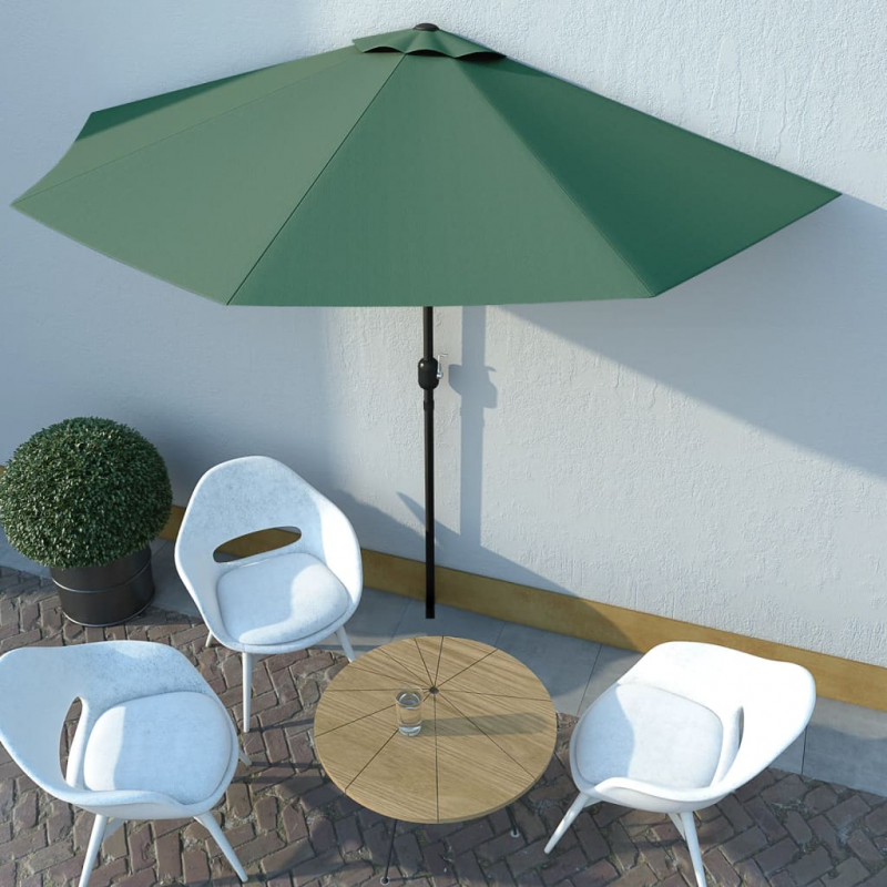 Balkon-Sonnenschirm mit Alu-Mast Grün 300x155 cm Halbrund