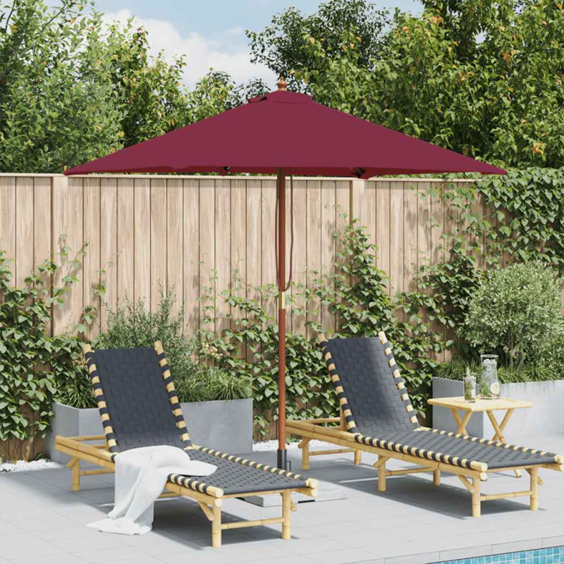 Sonnenschirm mit Holz-Mast 150x200 cm Bordeauxrot