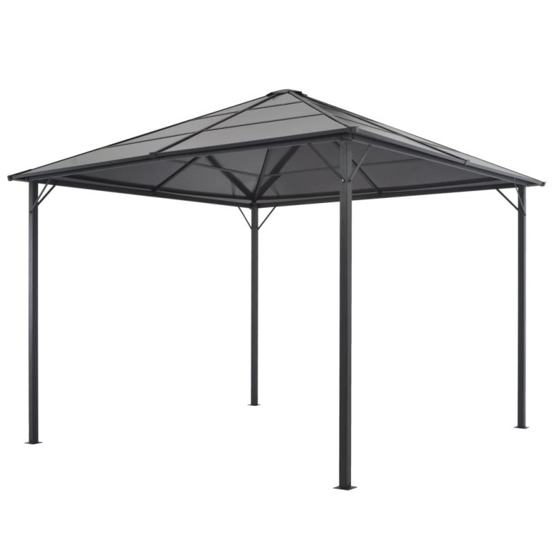 Gartenpavillon mit Dach Aluminium 3×3 m  Schwarz