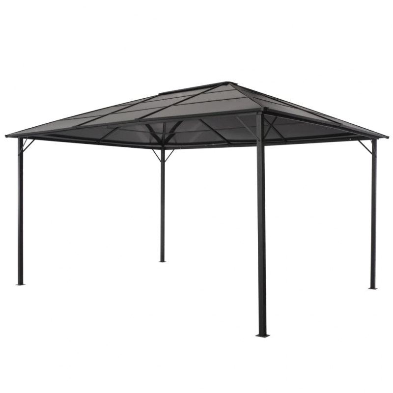 Gartenpavillon mit Dach Aluminium 4×3×2,6 m Schwarz