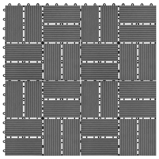 Terrassenfliesen 11 Stück WPC 30 x 30 cm 1 qm Grau