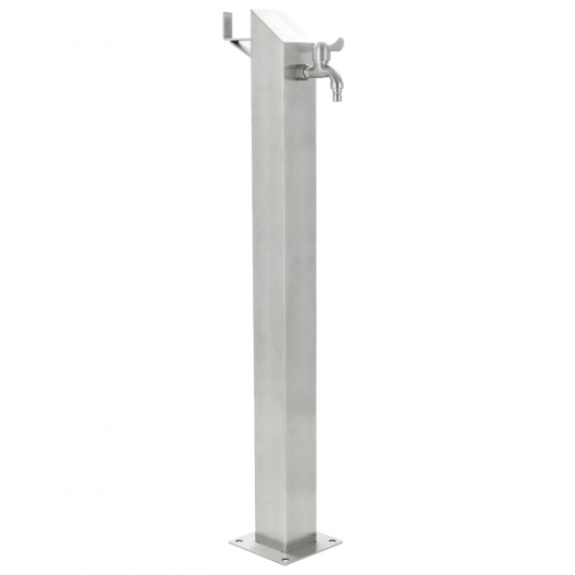 Garten-Wassersäule Edelstahl Quadratisch 95 cm