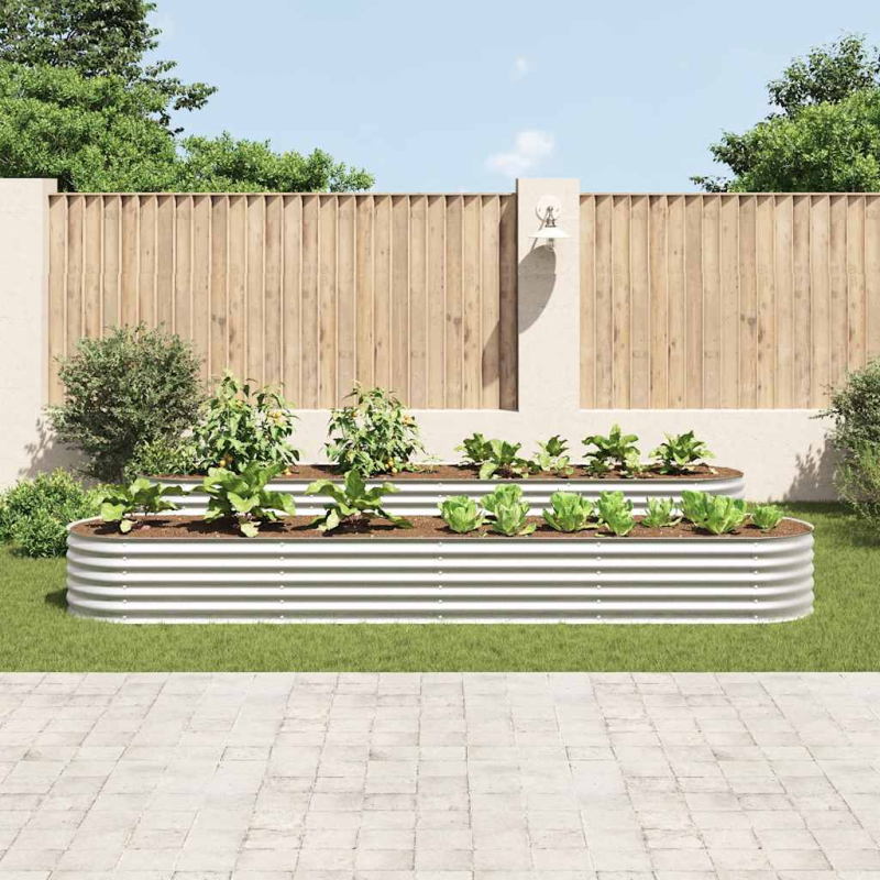Garten-Hochbeet 400 x 80 x 44 cm Verzinkter Stahl Silbern