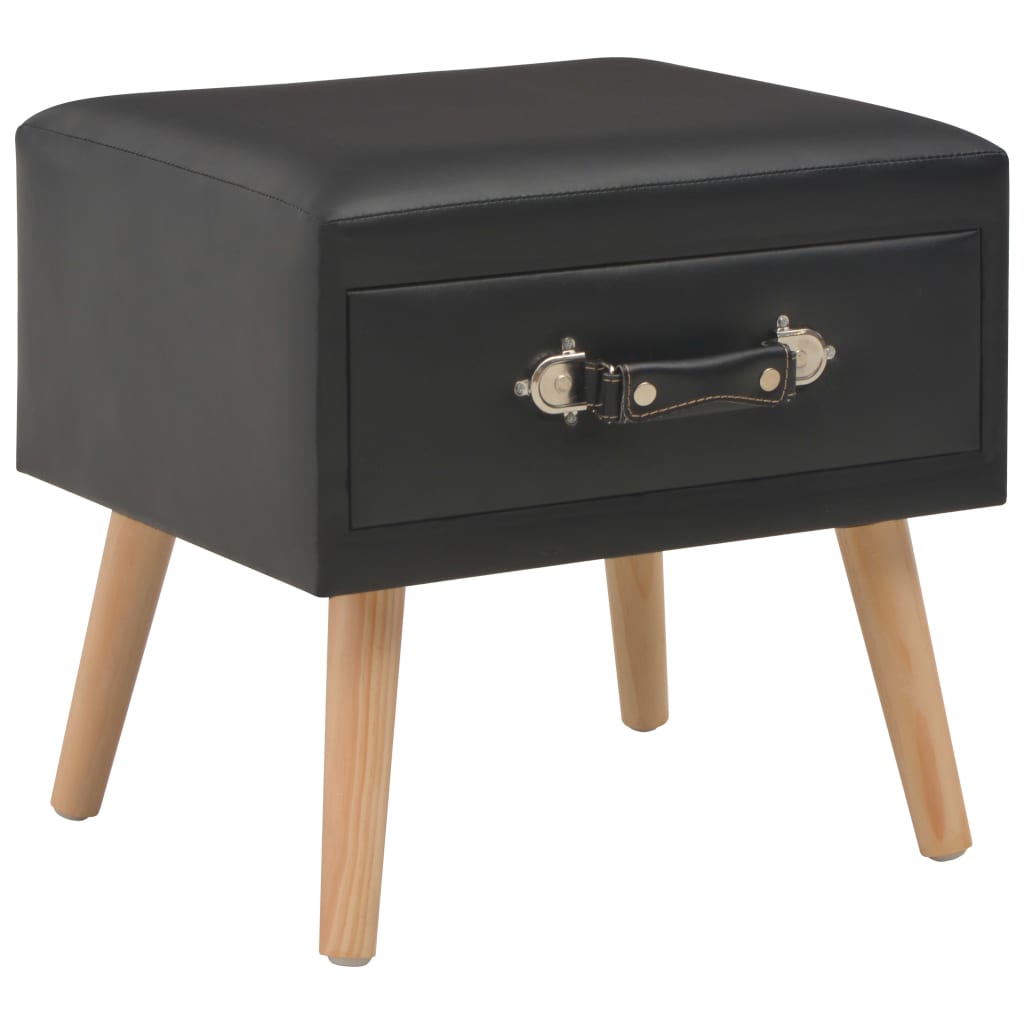 Nachttisch Schwarz 40x35x40 Kunstleder