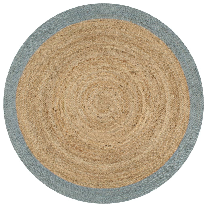 Teppich Handgefertigt Jute mit Olivgrünem Rand 90 cm