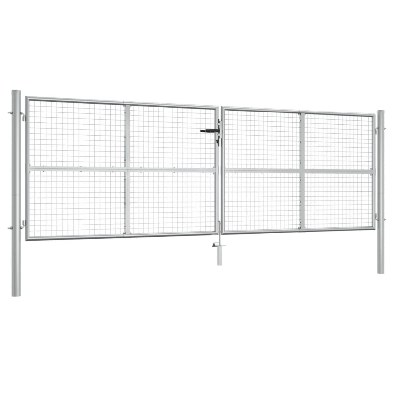 Gartentor Verzinkter Stahl 415 x 175 cm Silbern