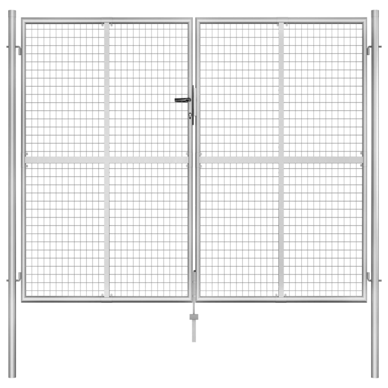 Gartentor Verzinkter Stahl 306 x 250 cm Silbern