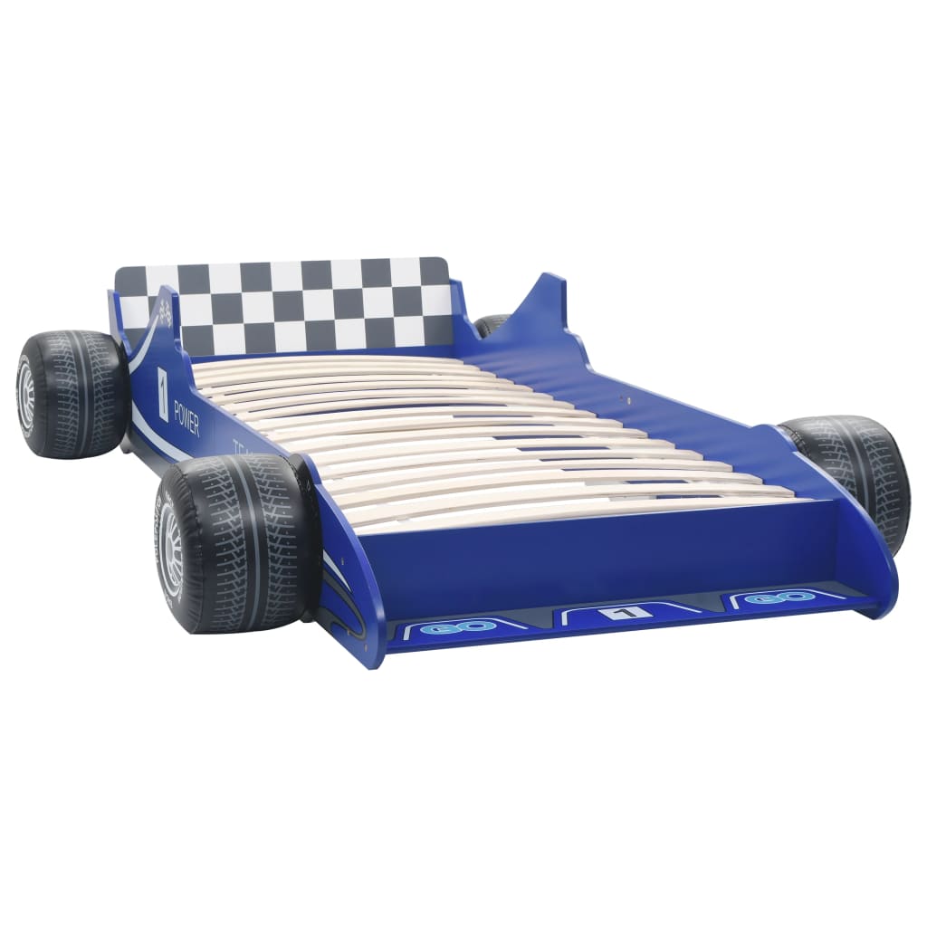 Kinderbett im Rennwagen-Design 90 x 200 cm Blau