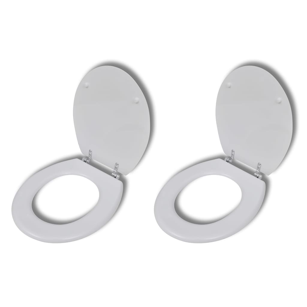 Toilettensitze mit Deckel 2 Stk. MDF Weiß