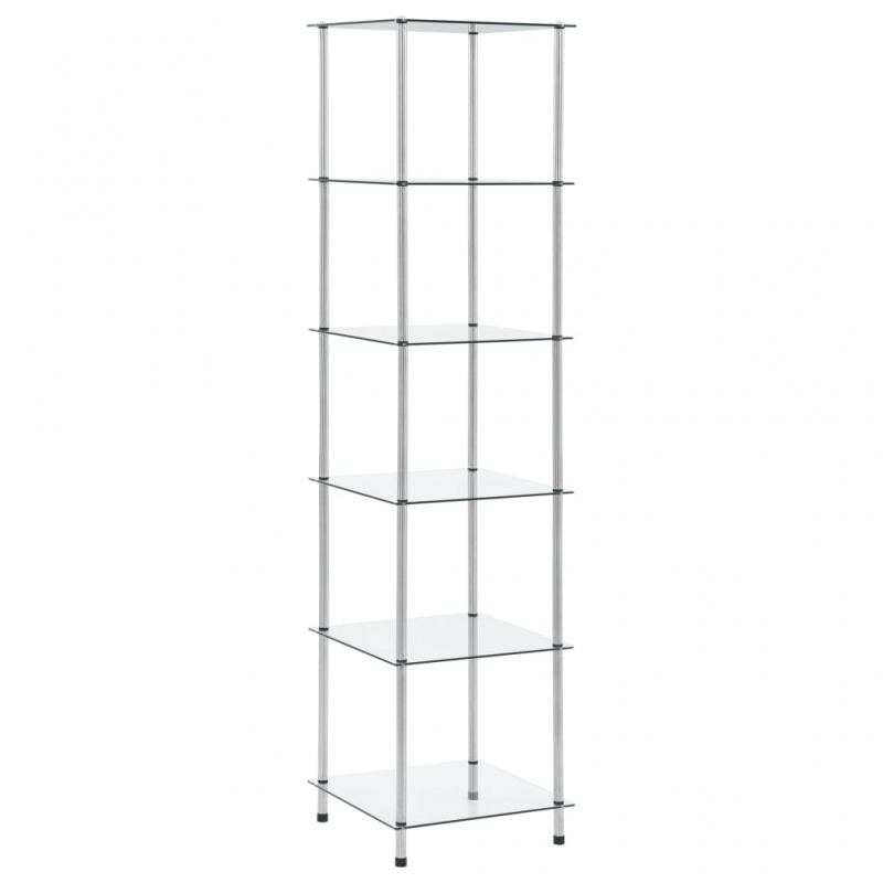 Regal mit 6 Ablagen Transparent 40x40x160 cm Hartglas