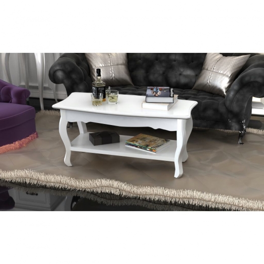 Couchtisch mit Ablage MDF Weiß