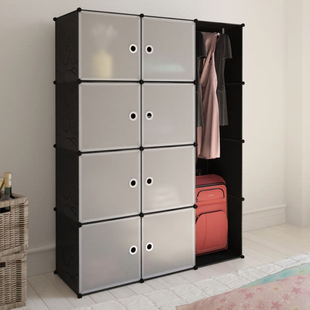 Modularer Schrank mit 9 Fächern 109x36,5x143cm Schwarz und Weiß