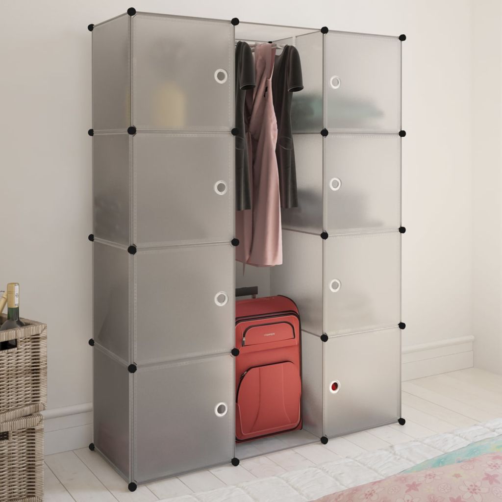 Modularer Schrank mit 9 Fächern 109x36,5x143 cm Weiß