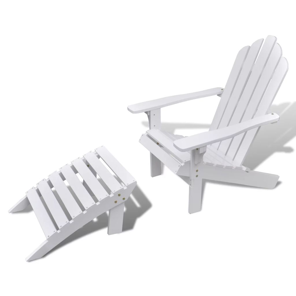 Gartensessel mit Fußstütze Holz Weiß
