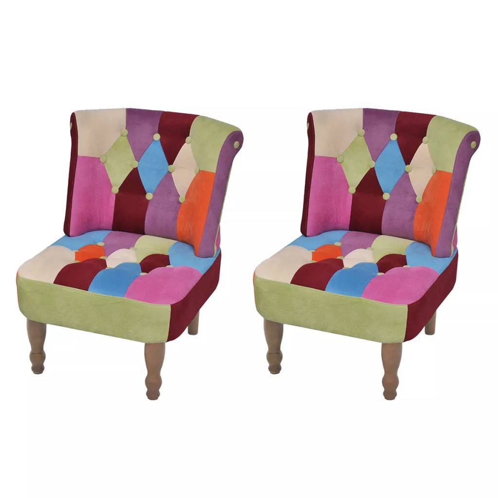 Französische Stühle 2 Stk. Patchwork-Design Stoff