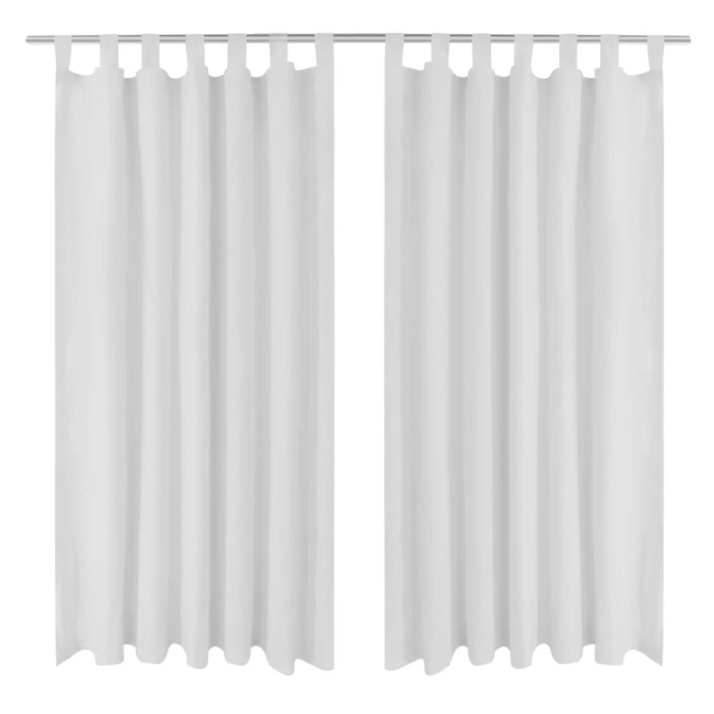 Vorhänge Gardinen aus Satin 2-teilig 140 x 175 cm Weiß