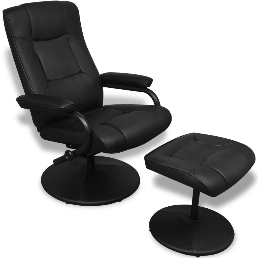 TV-Sessel mit Fußhocker Schwarz Kunstleder