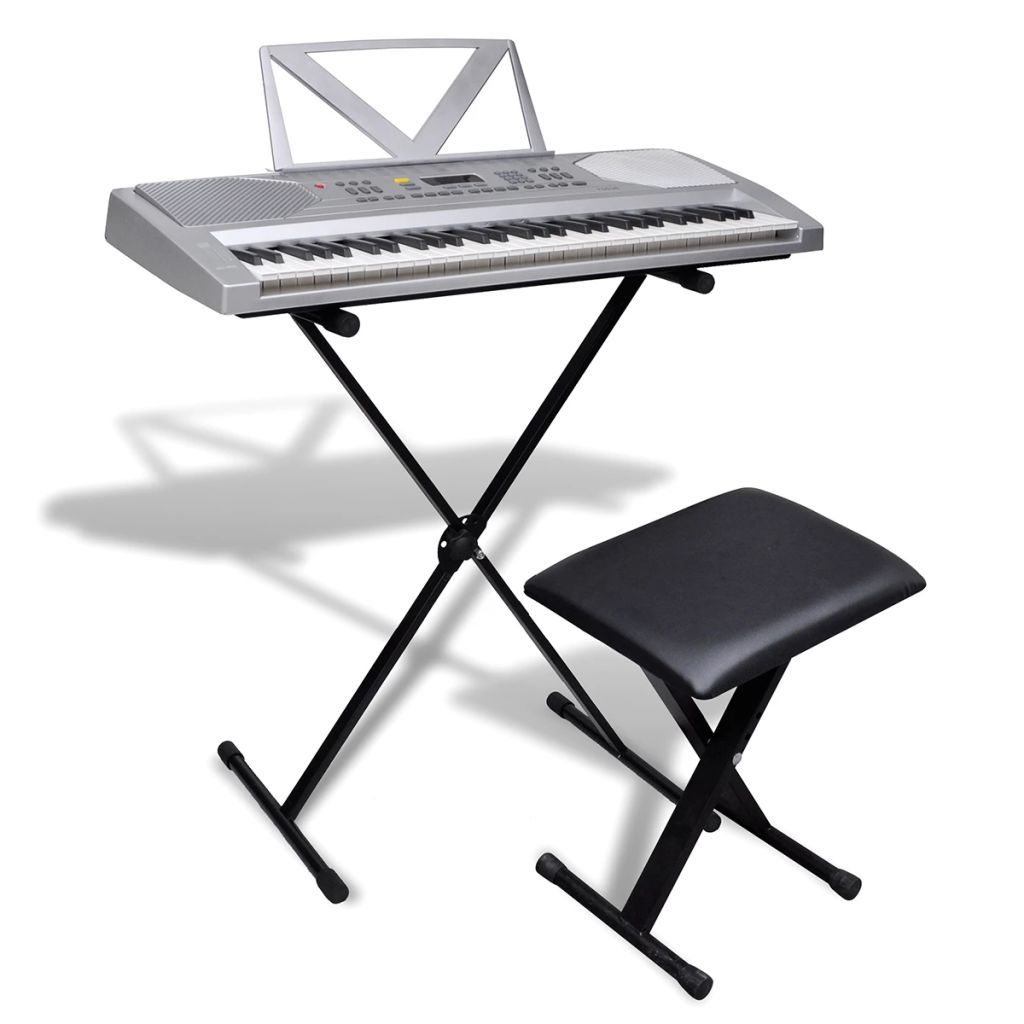 Elektronisches Keyboard 61-Tasten mit Keyboardständer und Sitzhocker