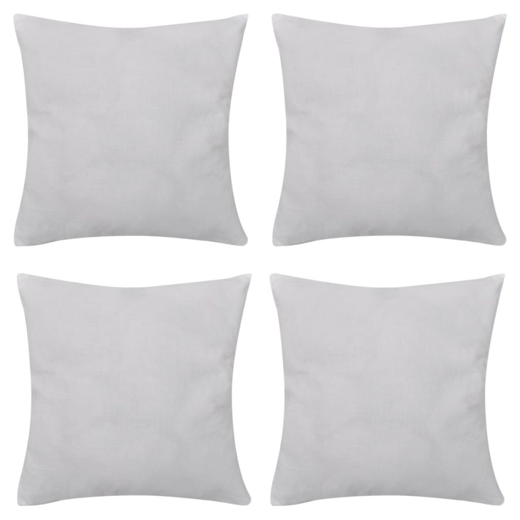 4 weiße Kissenbezüge Baumwolle 50 x 50 cm
