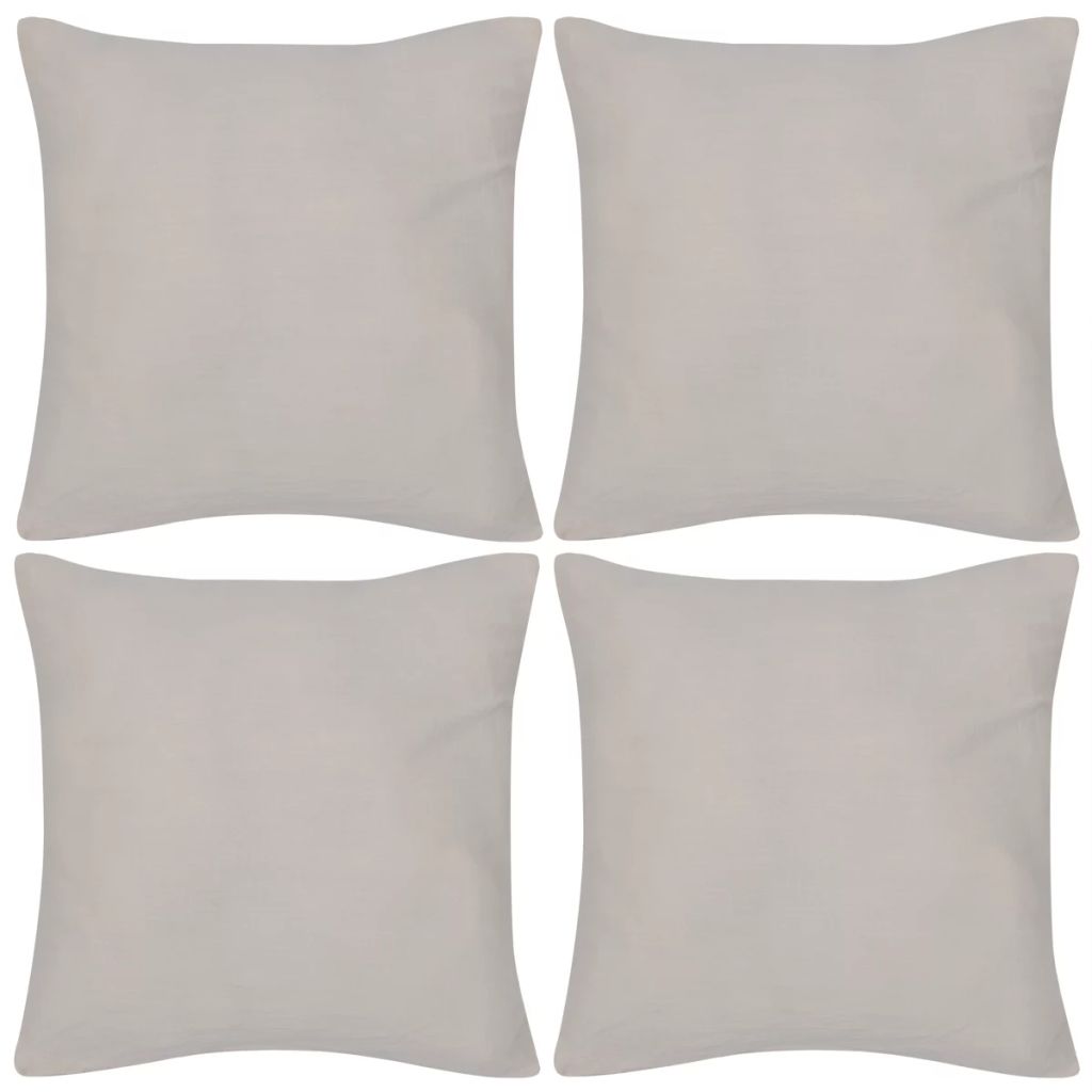 130912 4 Beige Cushion Covers Cotton 80 x 80 cm