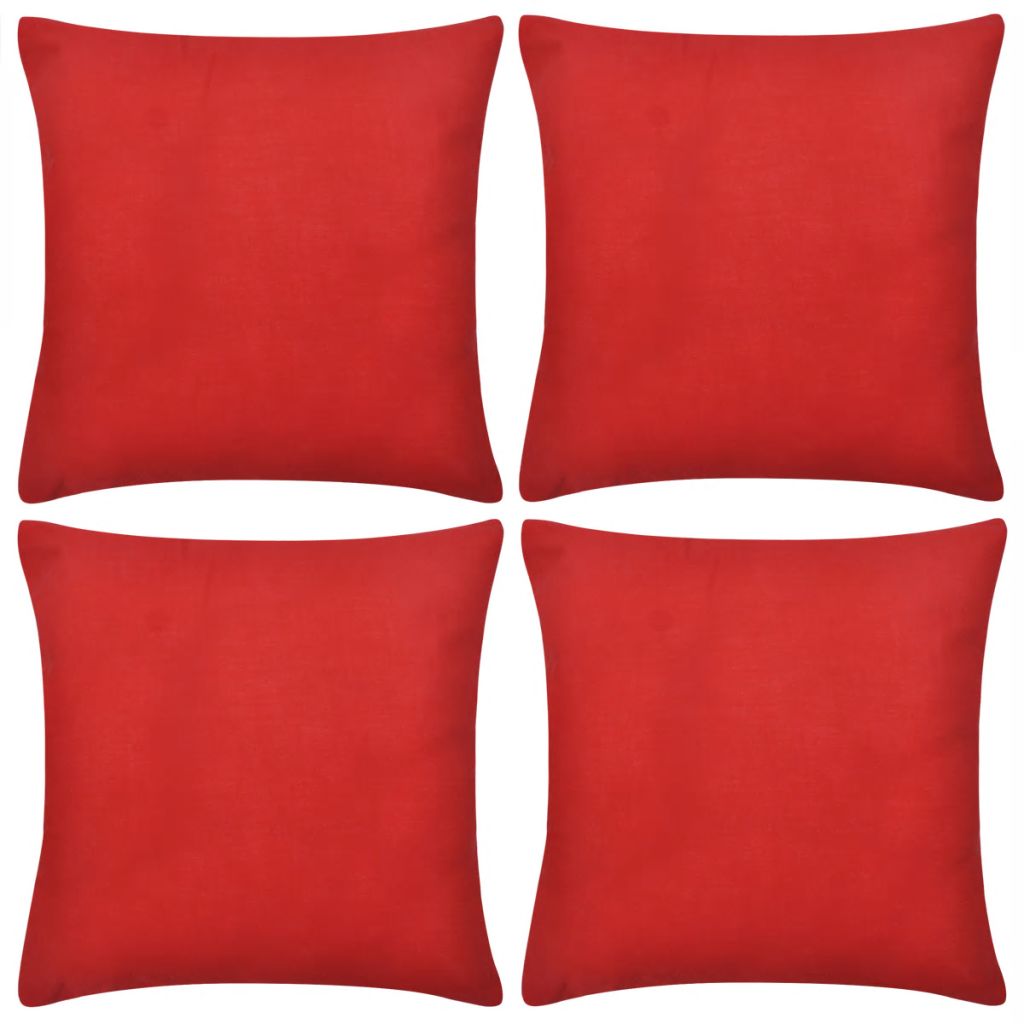 130916 4 Red Cushion Covers Cotton 40 x 40 cm