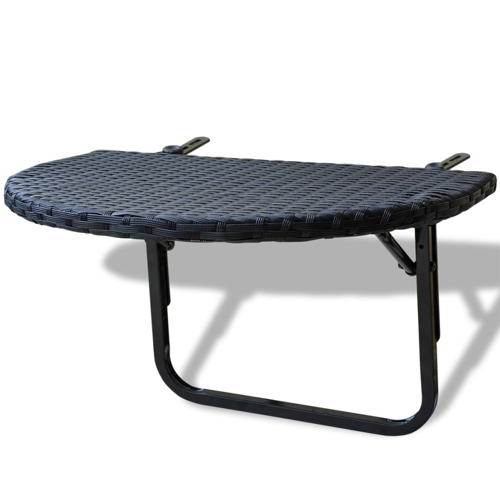 Balkontisch 60x60x32 cm Schwarz Poly Rattan