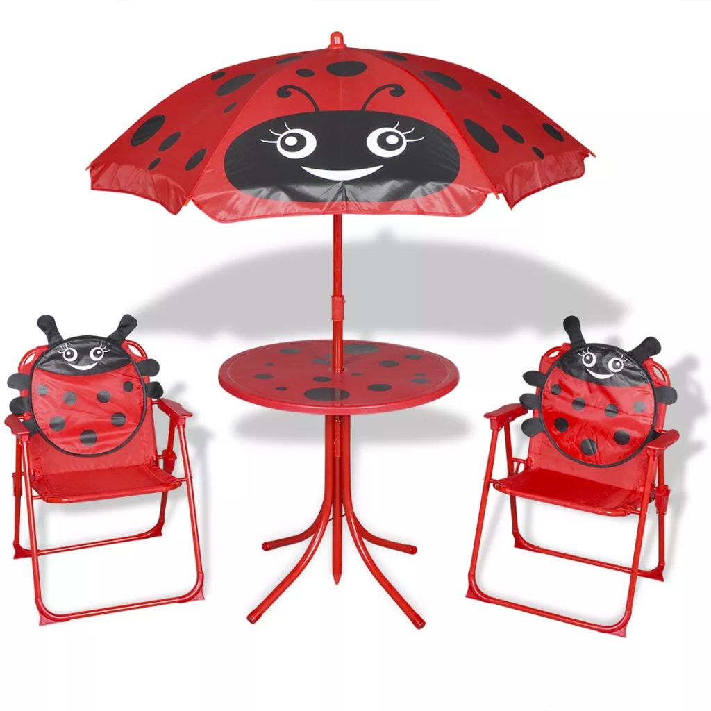 3-tlg. Garten-Bistro-Set für Kinder mit Sonnenschirm Rot