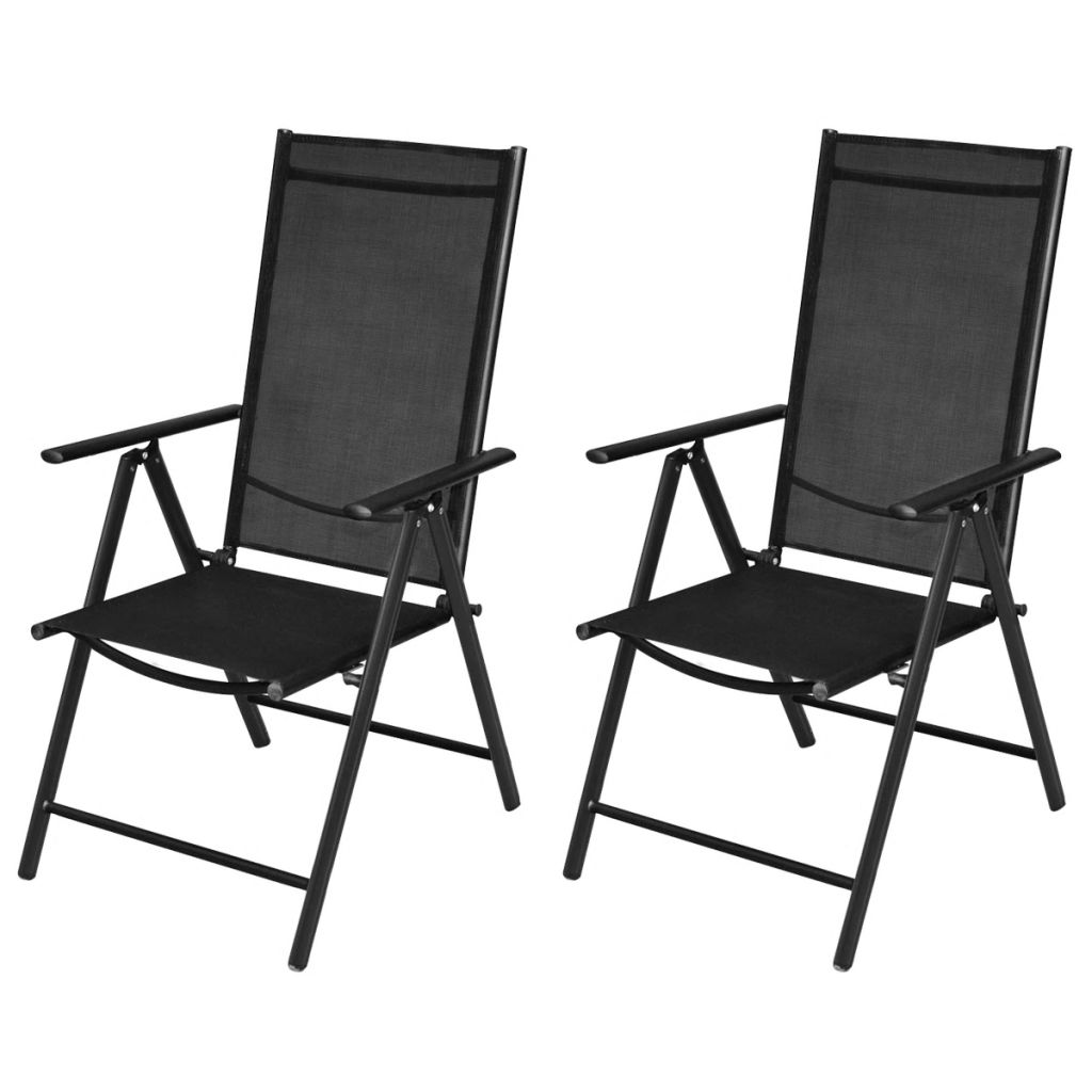 Gartenstühle Klappbar 2 Stk. Aluminium und Textilene Schwarz