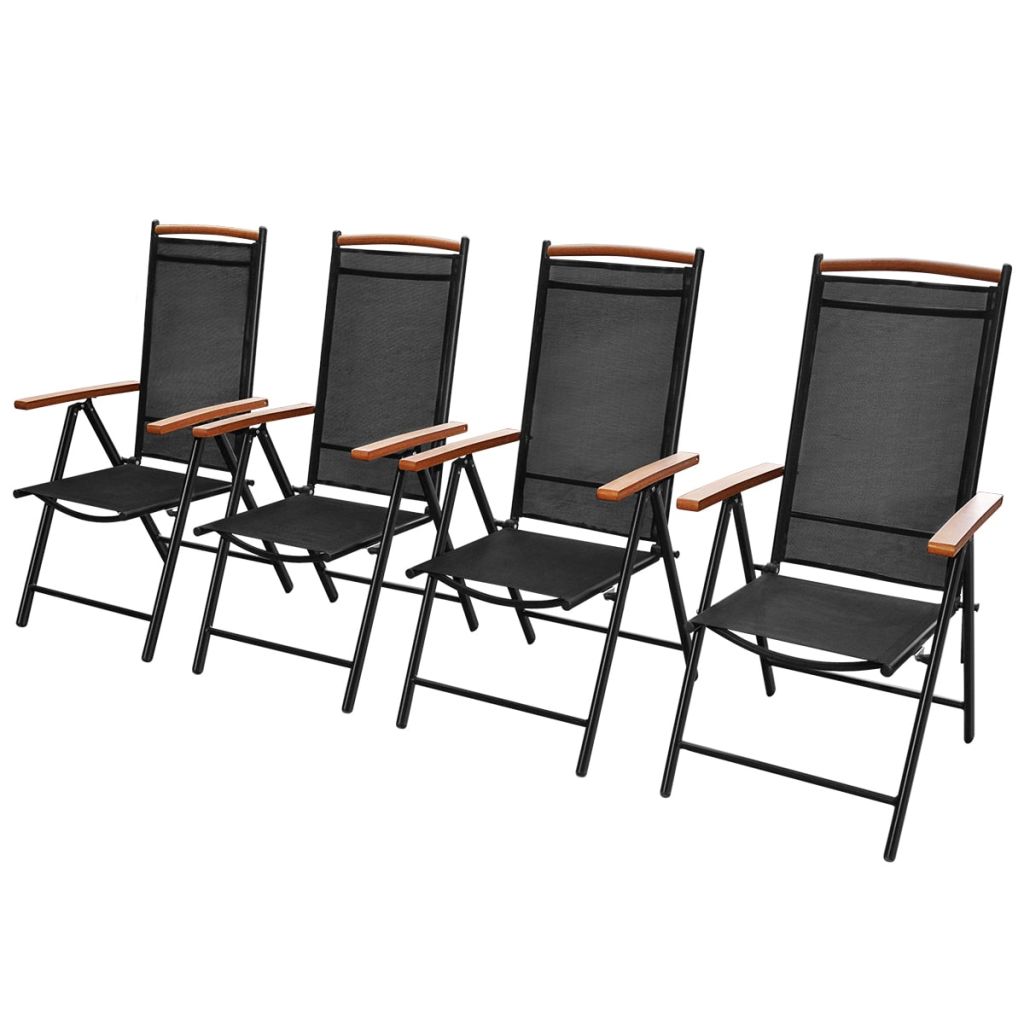 Gartenstühle Klappbar 4 Stk. Aluminium und Textilene Schwarz