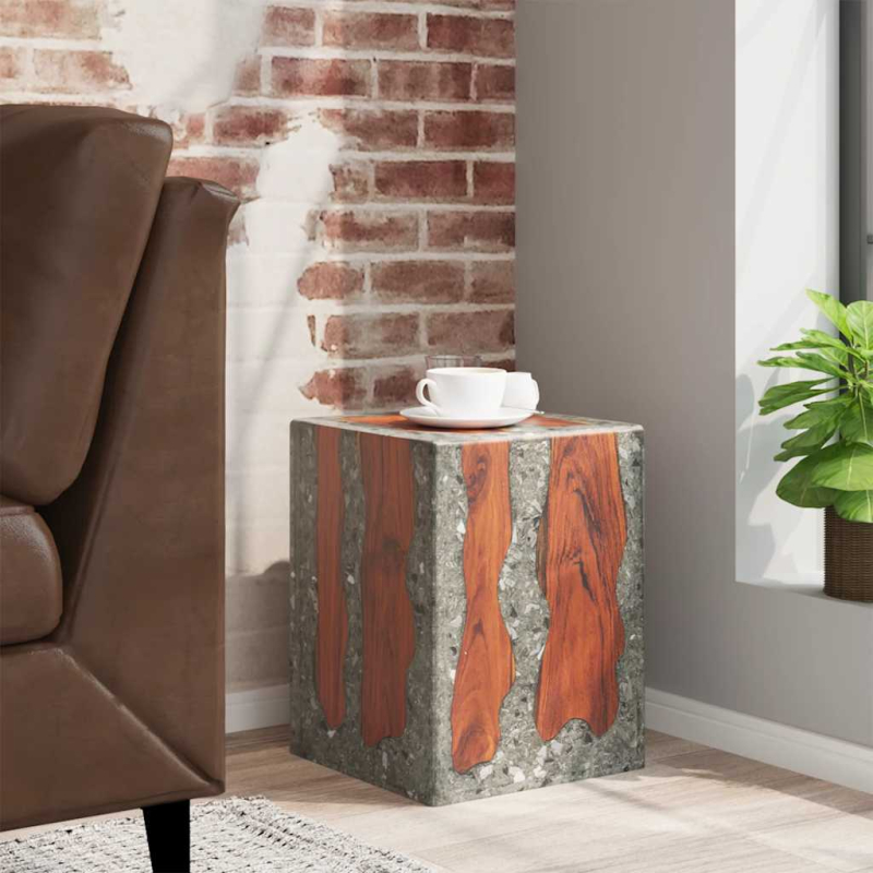 Hocker Teak Massivholz und Harz