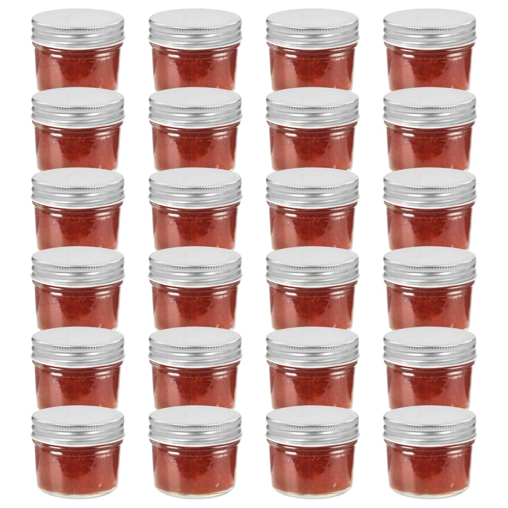 Marmeladengläser mit Silbernen Deckeln 24 Stk. 110 ml