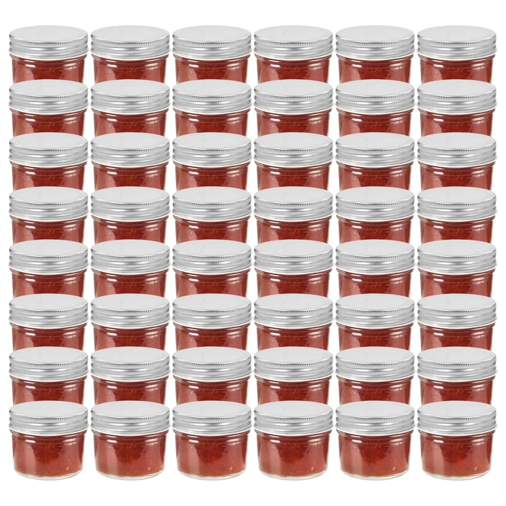 Marmeladengläser mit Silbernen Deckeln 48 Stk. 110 ml